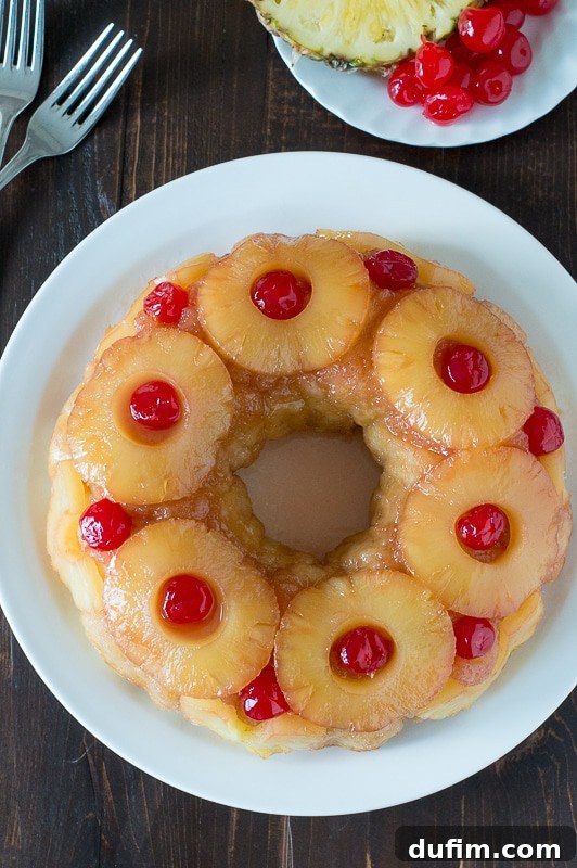 Close-up of Pineapple Upside Down Monkey Bread showing its pull-apart texture.