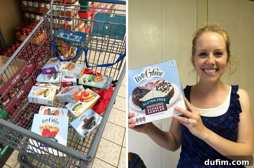 May 2015: Beyond the Pantry 3 A bounty of new gluten-free products from Aldi including muffin mix, cookies, crackers, and waffles. Below, a solitary slice of delicious frozen cheesecake.