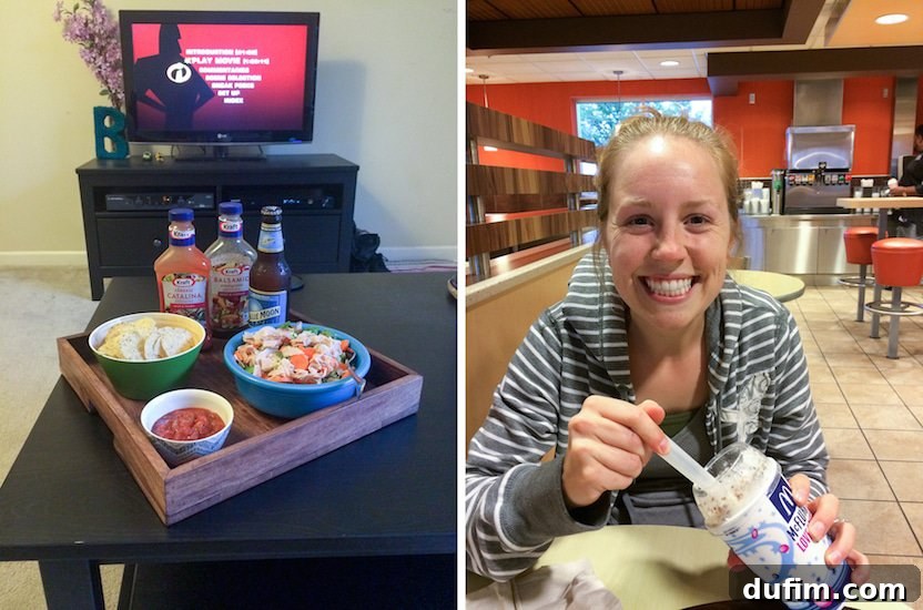 May 2015: Beyond the Pantry 4 A cozy Friday night date night in with a movie. Below, a spontaneous ice cream date at McDonald's, showcasing a favorite treat.