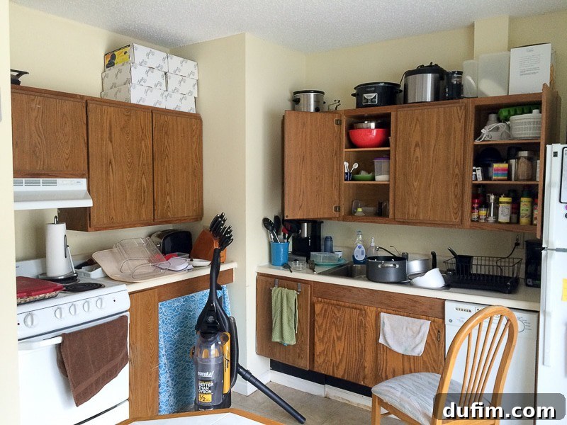 May 2015: Beyond the Pantry 6 A candid shot of a kitchen in disarray after a food photography shoot, showing props, crumbs, and equipment scattered around.