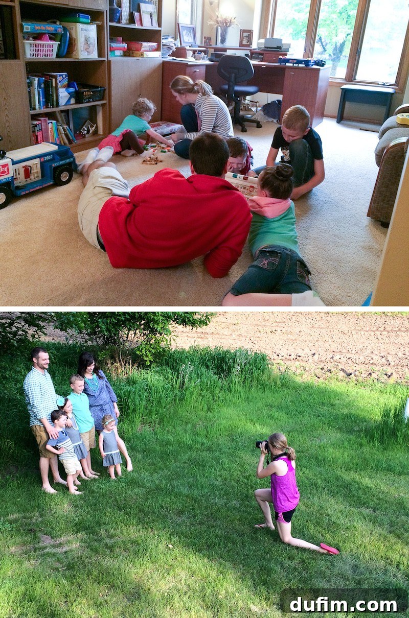 May 2015: Beyond the Pantry 9 A candid family photo of the blogger playing with nieces and nephews, captured by her dad. Below, a professional-style family portrait, showcasing the blogger's budding skills in human photography.