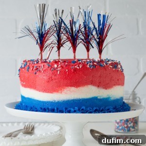 4th of July Ombre Cake - this red, white, and blue ombre cake is perfect for the 4th of July!