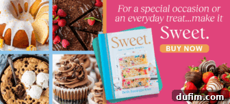 Effortlessly Light and Fluffy Funfetti Frosting 15 A cookbook titled Sweet by Beth Baumgartner is surrounded by images of cakes, cookies, cupcakes, and chocolate-dipped strawberries. Text reads: For a special occasion or an everyday treat...make it Sweet. BUY NOW.